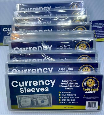 Banknote Currency Sleeves Rigid US Dollar Modern Size US Topload Holders Note