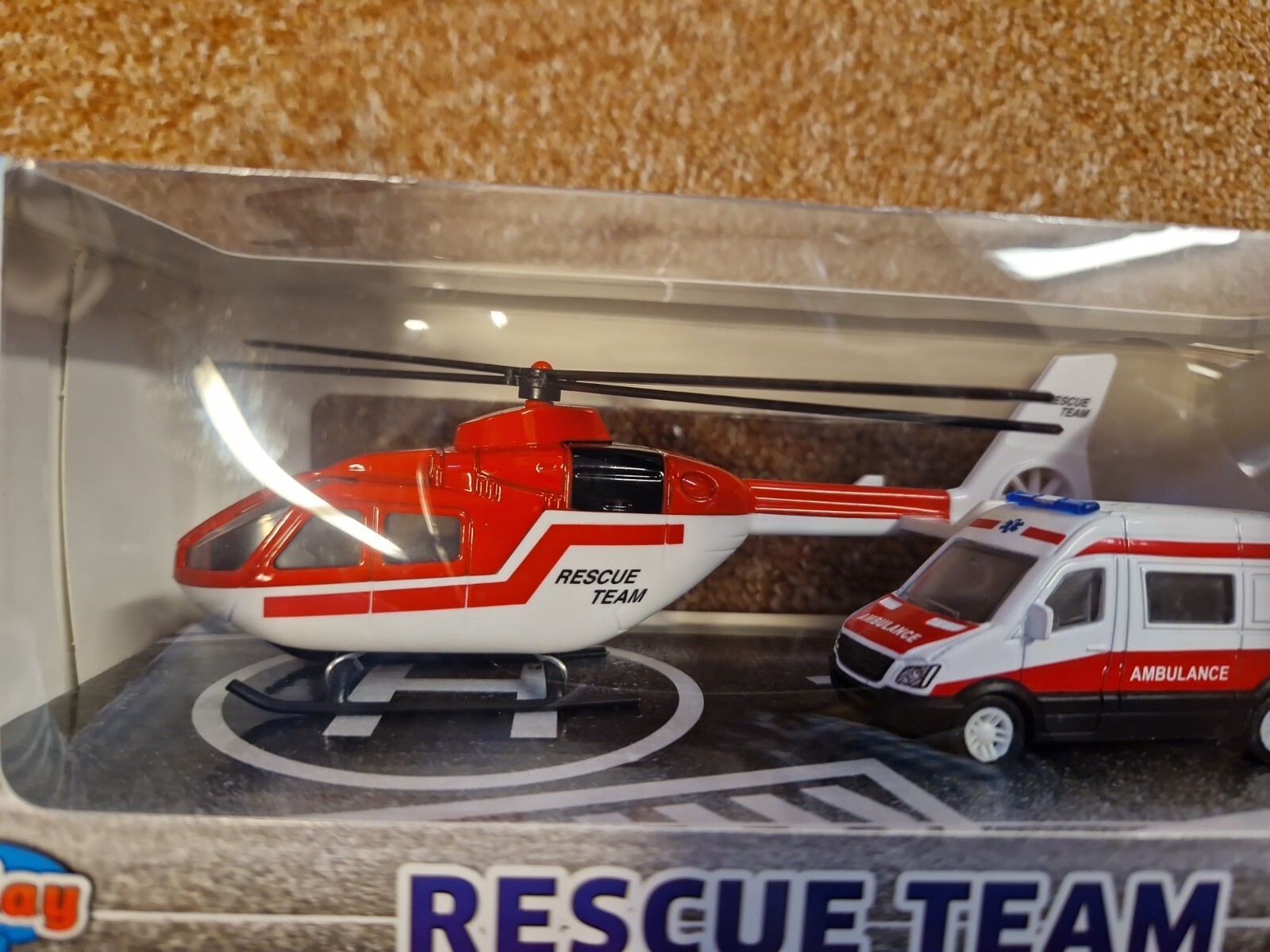 Die Cast Metal Emergency Services toy helicopter air AMBULANCE set