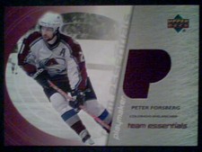 PETER FORSBERG  COLORADO AVALANCHE  AUTHENTIC PIECE OF A GAME-USED JERSEY /SP