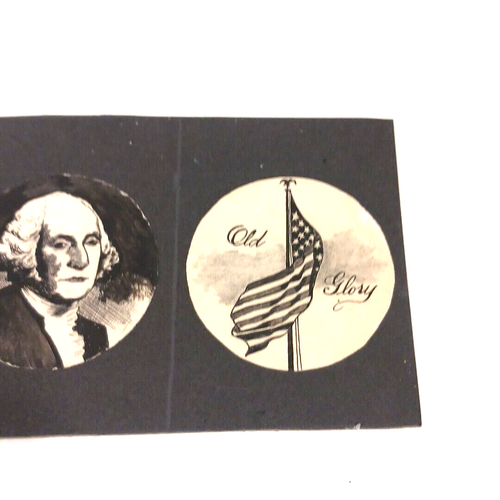 Antike Feder und Tusche Zeichnungen USA Patriotisch Washington Portrait Flagge - Bild 4 von 4
