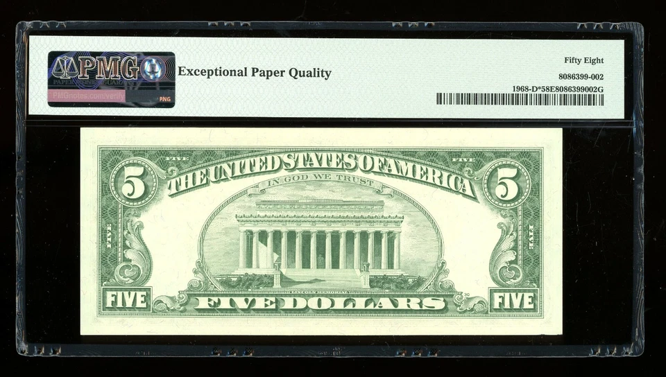 DBR 1963-A $5 FRN Cleveland STAR Fr. 1968-D* PMG 58 EPQ Serial D05694793* - Image 2 of 2