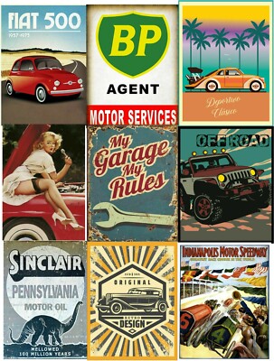 Auto und Motor bezogen, Retro Vintage Stil Blechschild/Plakette Mann Höhle Schuppen Bar