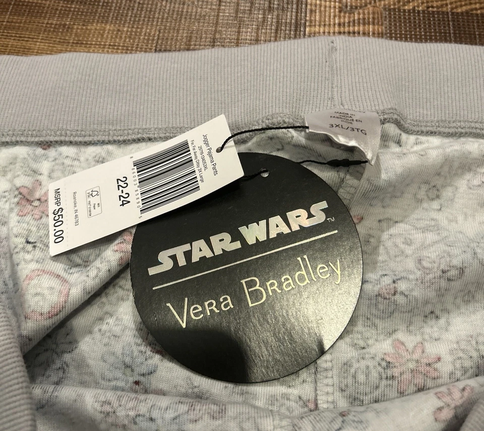 Pantalones Jogger PJ Star Wars Talla 3X 22/24 Far Far Far Away Ditsy Vera Bradley Nuevos con Etiquetas Foto 2 de 4