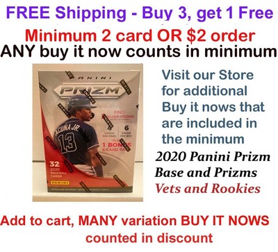 2020 Panini Prizm Baseball Pick Choose 2 card/free ship, 1 card=0.69 ship