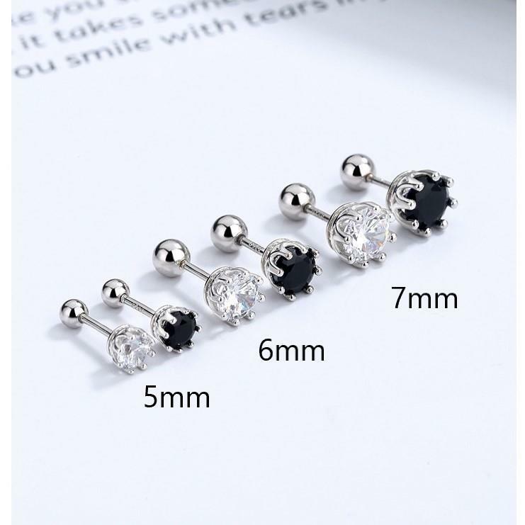 Crown Setting 6mm Cubic Zirconia Post Stud Earrings Sterling Silver Crown Setting 6mm Cubic Zirconia Post Stud Earrings Sterling Silver