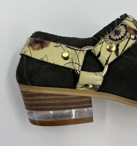 FarylRobin Booties Size 7 Django Lucite Grey Suede Ankle Boots Top Floral Casual - Picture 10 of 15