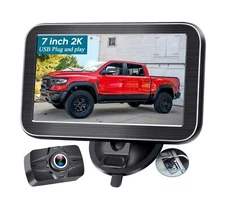 Backup Camera 7-Inch Monitor Truck: 2K USB Plug-Play Easy Set up No Glare-Led...