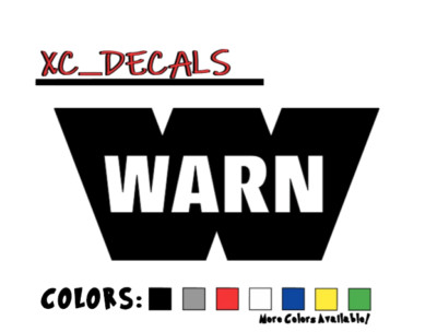 Warn (x2) PAIR Vinyl Decal Sticker Graphics Logo Winch Bumper Tow Tire Carrier