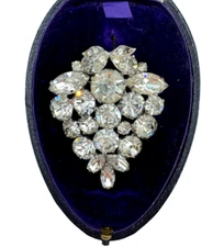 ALBERT WEISS SIGNED ABSLT GORG VINTAGE BROOCH LRG STONES BIG ICE RHINESTONES