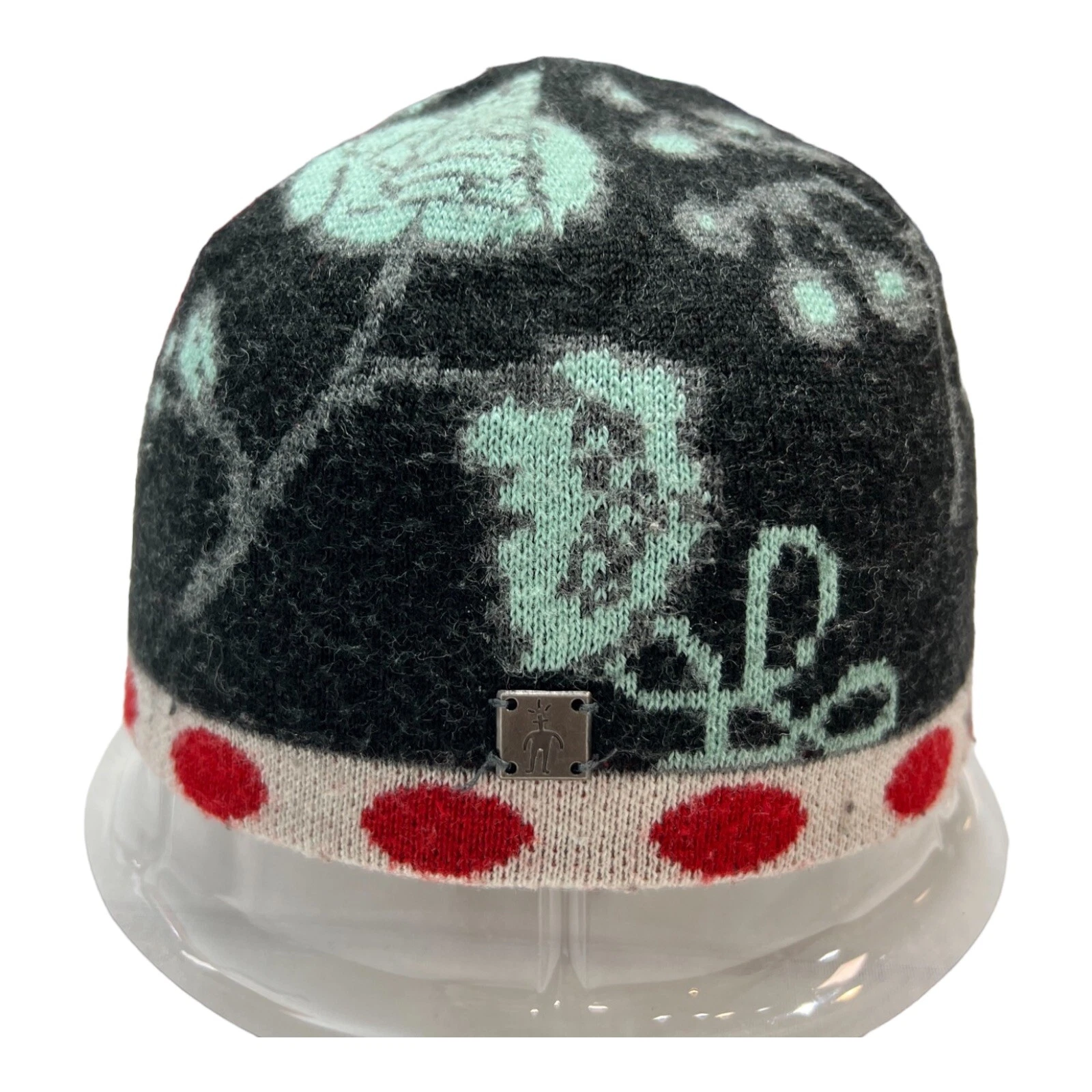 smartwool brocado reversible logo tag red polka dot floral 