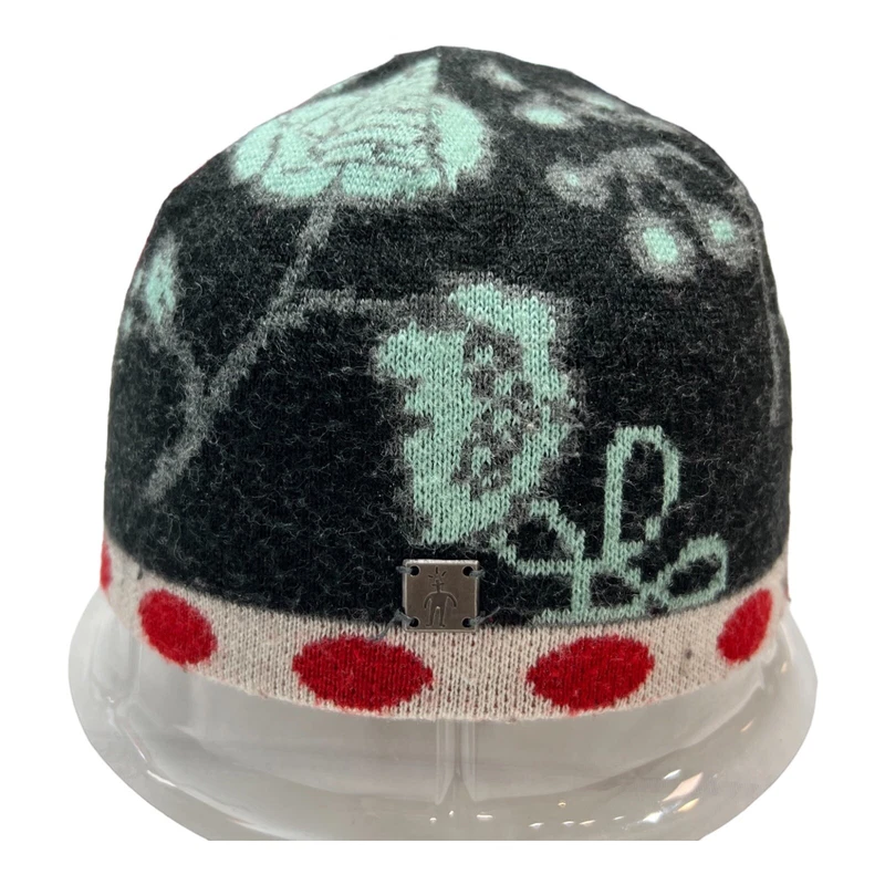 smartwool brocado reversible logo tag red polka dot floral 