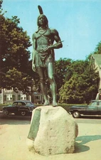 Postcard Statue of Massasoit Protector of the Pilgrims Plymouth Massachusetts