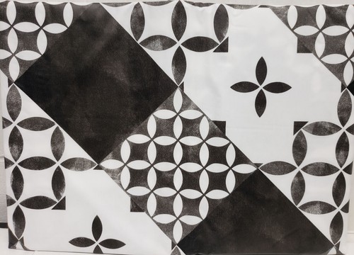 Schwere Vinyl-Tischdecke mit Flanellrücken, 52" x 90" länglich, Schwarz & Weiß Design, HS - Bild 1 von 13