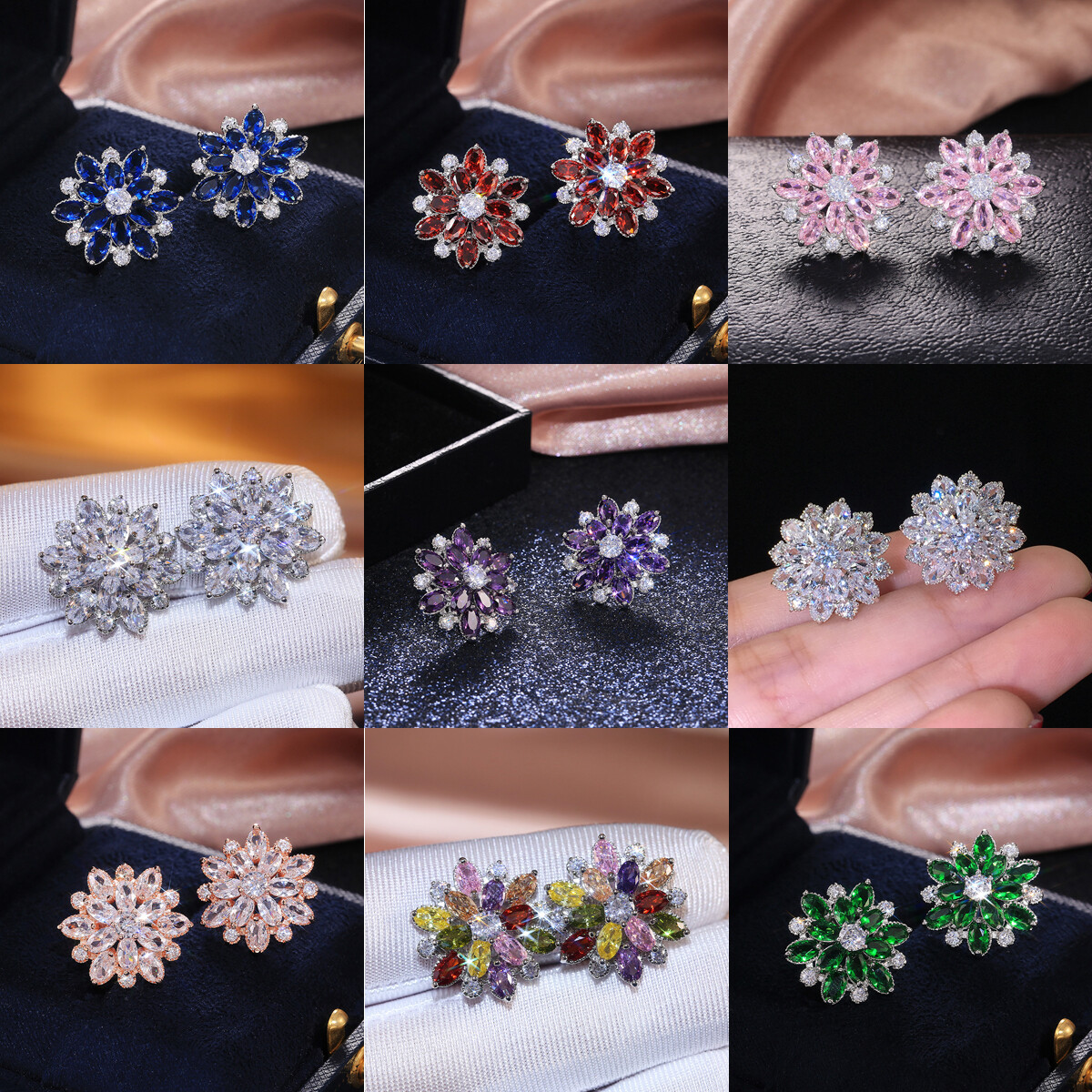 Precioso Pendiente de Plata 925 Relleno Circón Cúbico Mujeres Boda Fiesta Joyería