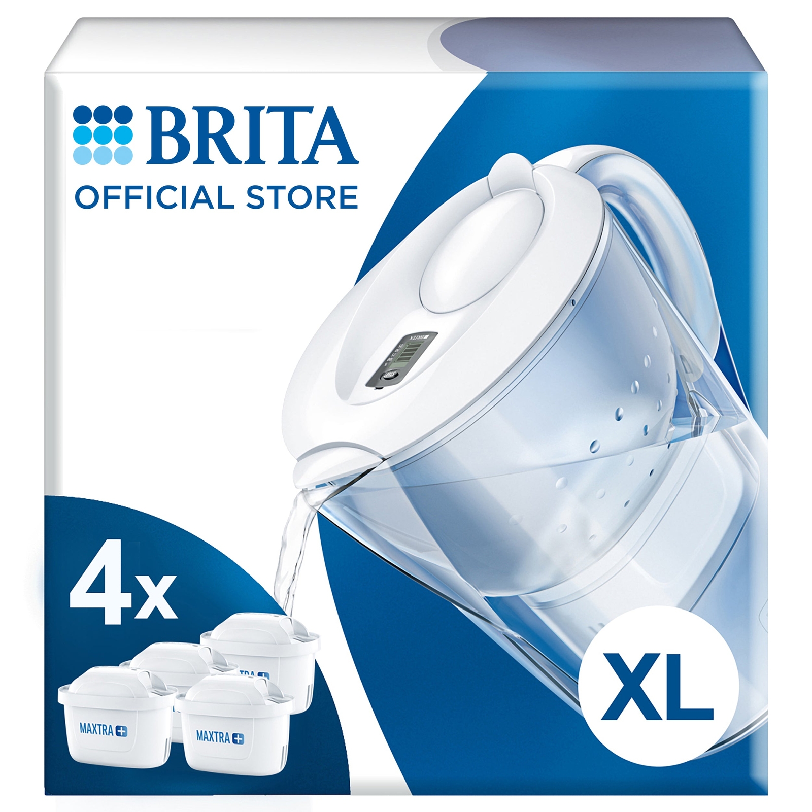 BRITA Marella 3.5L XL Water Filter Jug + 4 MAXTRA+ Filter Refill