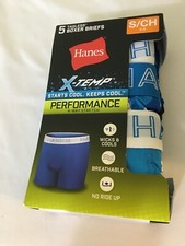 NWT Hanes Boys Boxer Briefs Underwear 4 pairs/pack X-Temp Blue S,M