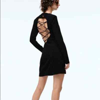 NEW! ZARA black long sleeve lace up asymmetrical mini dress size Small |  eBay