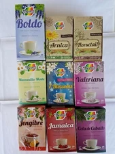 TEA GINGER, VALERIAN, CHAMOMILE, HORSETAIL, BOLDO, HIBISCUS, COLA CABALLO, BLOSS