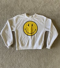 SMILEY x H M White Crew Neck Pullover Long Sleeve Kid's Sweatshirt - Size: Large
