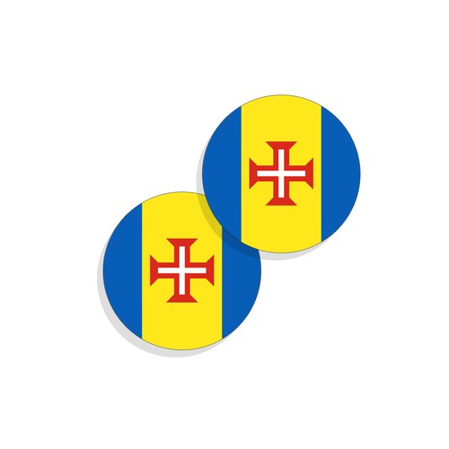 Madeira Flag Stickers Flag Decals Vinyl Round Indoor Outdoor Circles 4 pack - Picture 4 of 4