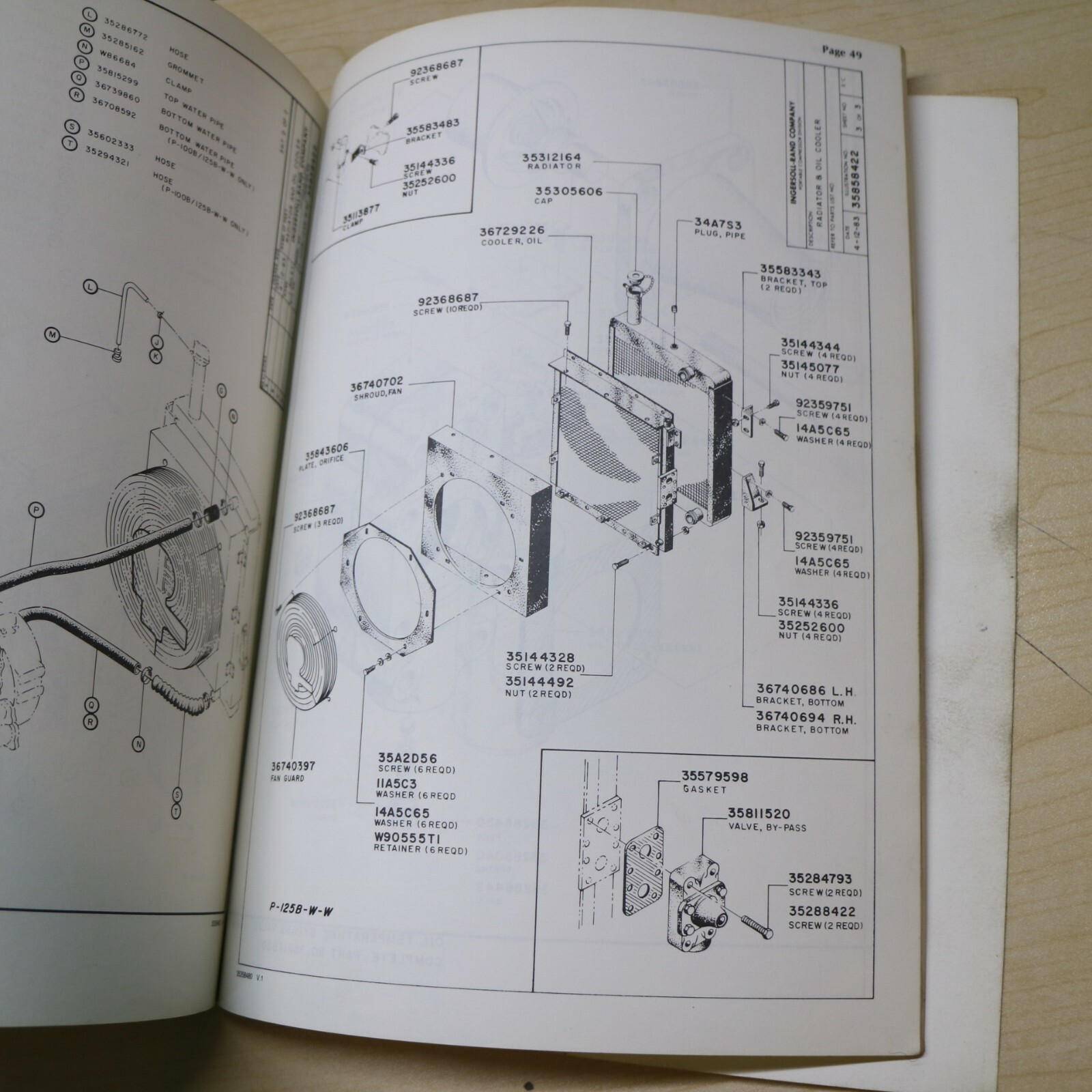 IR Ingersoll Rand P-100B 125B W w COMPRESSOR Owner Operator Maintenance Manual Popularne duże okazje
