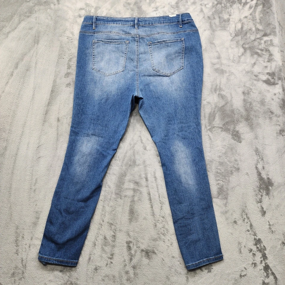 Almost Famous Jeans Womens 18 Blue Ripped Distressed High Rise Skinny Ankle - Image 3 of 4