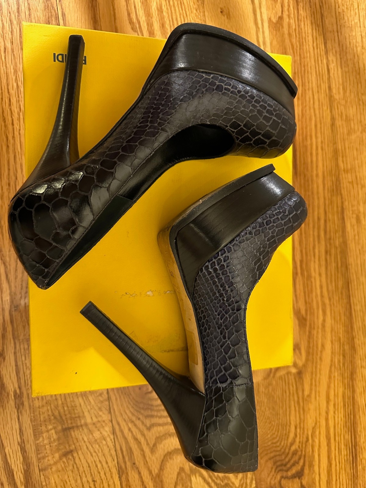 FENDI Fendista Python Embossed Dark Navy Leather … - image 16