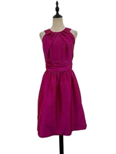 Alfred Sung Dress Sz 16 Cerise Pink Satin Twill Cocktail Event Fit Flare Wedding