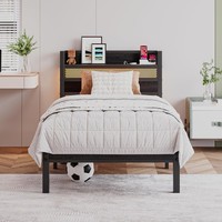 3ft Single Bed Frames with Storage Headboard and Charging Station/LED