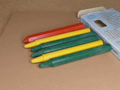 DDR-Wachsmalstifte Varia 6 Stück grün, gelb, rot