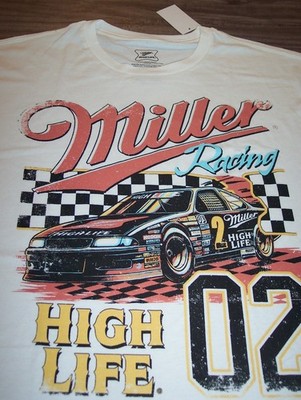 Vintage Style MILLER HIGH LIFE Beer RACING T-shirt MENS MEDIUM NEW Nascar