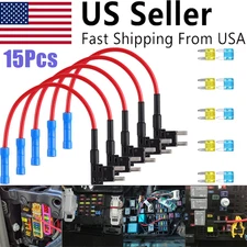 15Pcs Fuse TAP Adapter Kit 12V 15A 20A Mini ATM APM Blade Add-a-Circuit Car NEW
