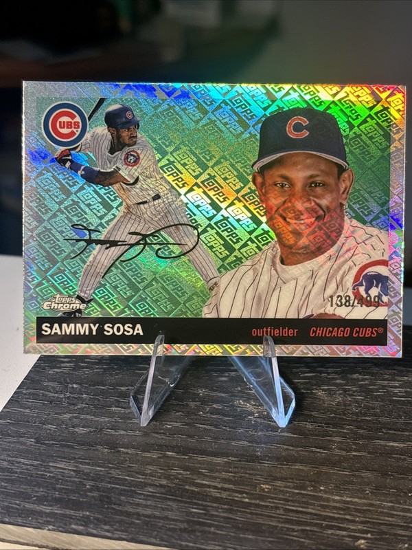 2025 Topps Chrome Platinum Anniversary Sammy Sosa Cubs /499 Topps Logo #396