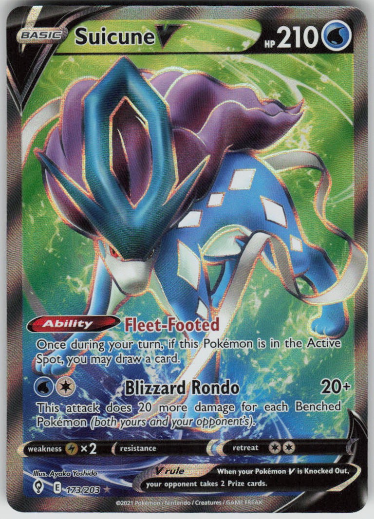 Pokemon Suicune V (Full Art) Ultra Rare SWSH07: Evolving Skies 173/203 NM