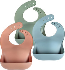 Silicone Bibs for Babies Toddler Set of 3, BPA Free