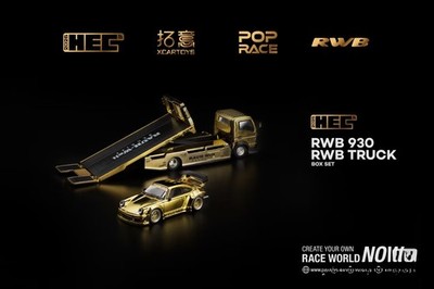 Pop Race XCartoys HEC Beijing 1/64 RWB 930 Gold Set Ltd 300 Truck