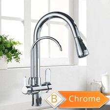Purification Water Kitchen Faucet Black 360  Rotating Filter Water Faucets Pull