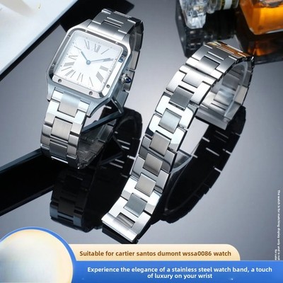 For Cartier Santos Dumont Solid Stainless Steel Watch Strap Quick Release 17.5mm