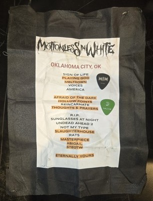 Motionless In White Stage Used Setlist And Guitar Pick The Sweat And Blood Tour