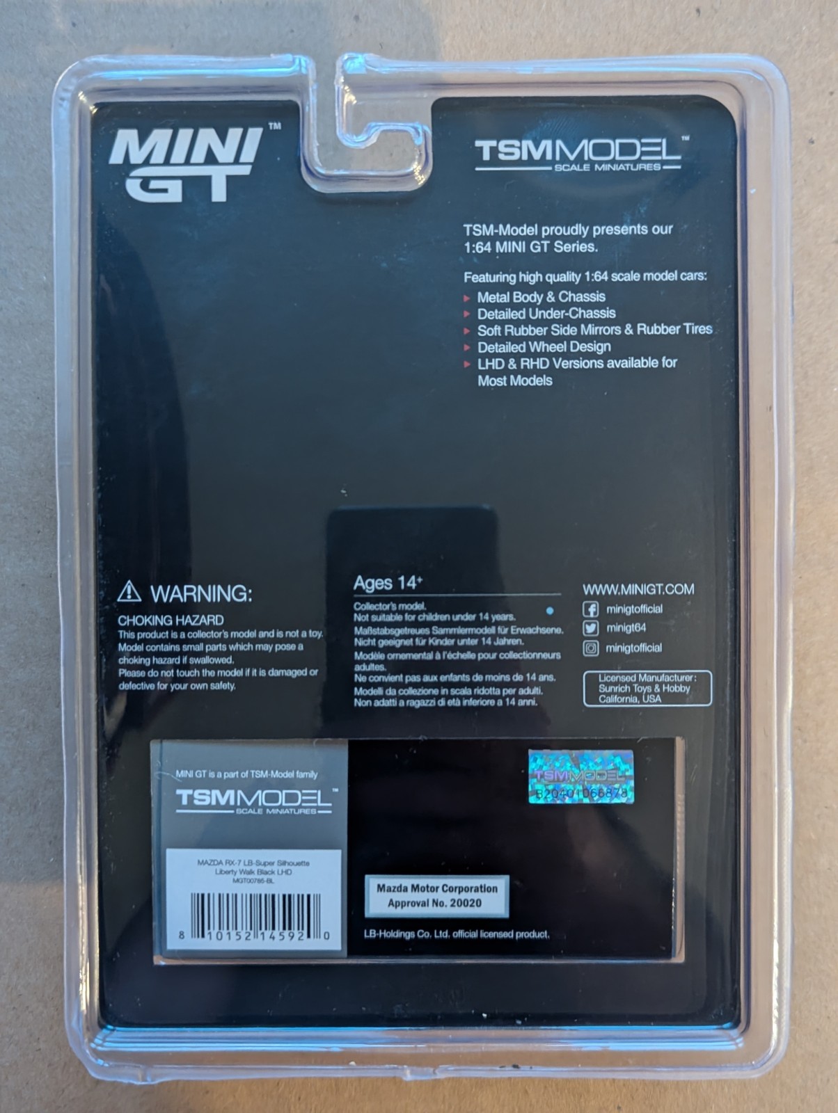 Mini GT 1/64 Mazda RX-7 LB-super silhouette black NIB