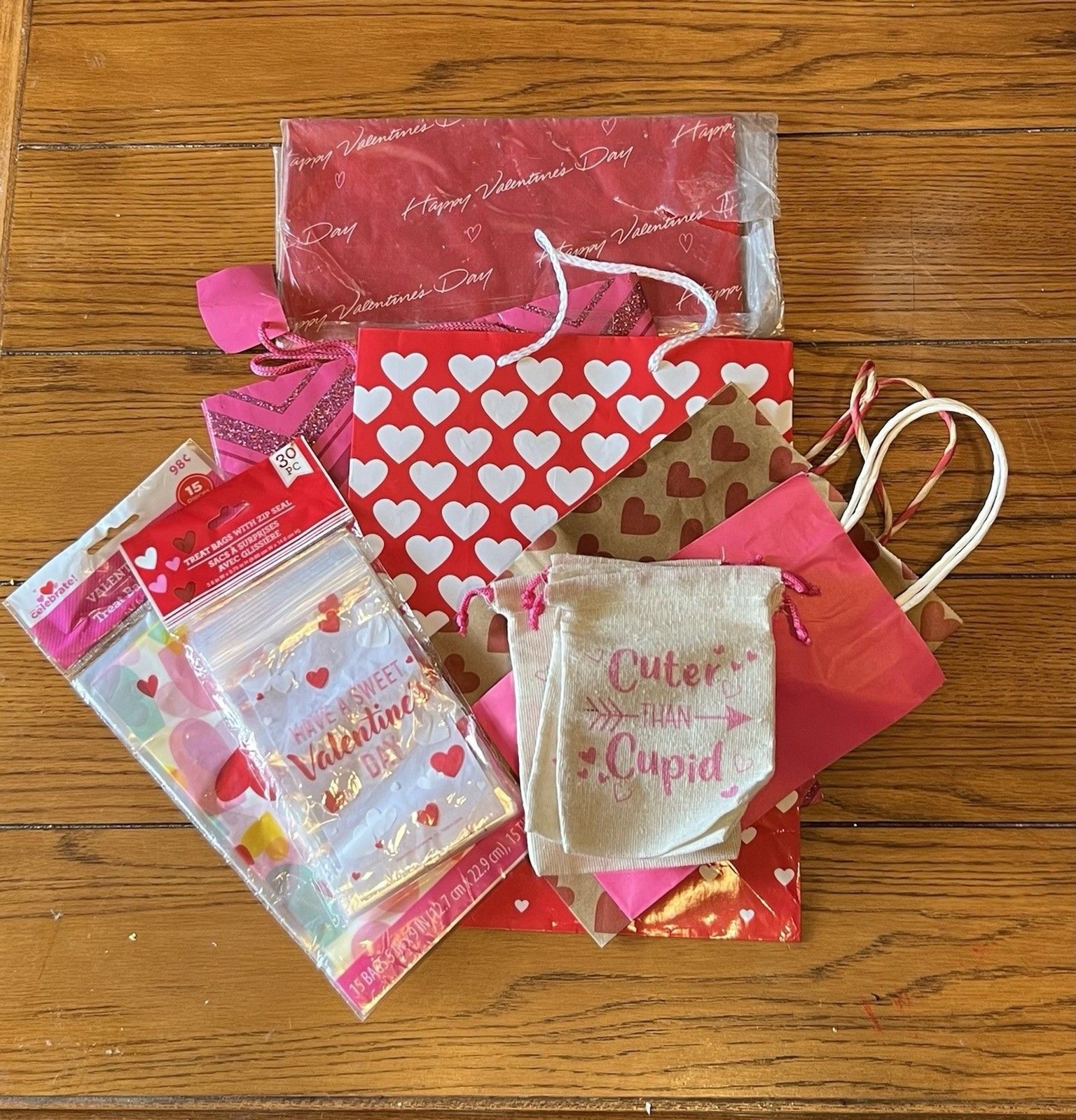 Assortment NEW 50+ Valentine Gift & Treat Bags, Wrapping Pap