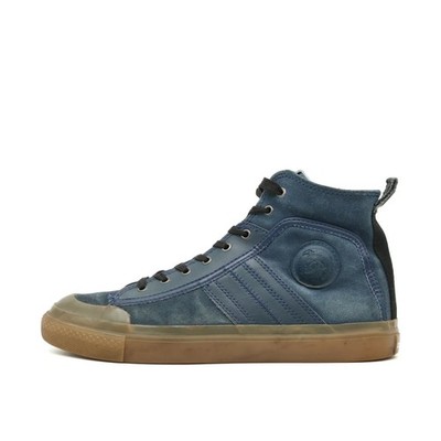 Diesel Herren S-Astico MC Logo Sneaker Blau Wildleder Knöchelhoch High-Top EU 43