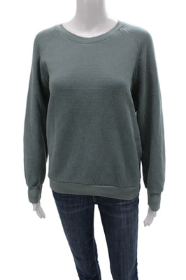 Perfect White Tee Women Pullover Sweatshirt Green Crewneck Long Sleeve Size L