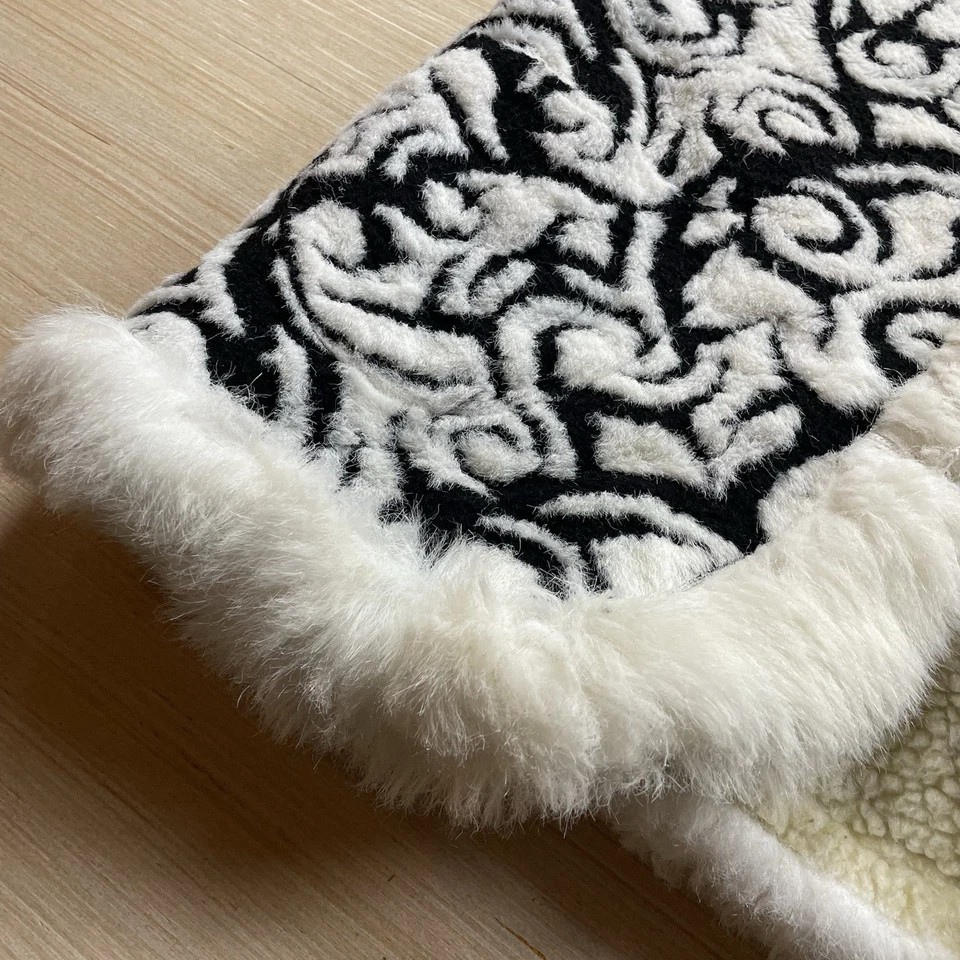 Chaleco Penny Lane Vintage Años 60 Borde de Piel de Oveja Cachemira Blanco y Negro Mod Imitación XL Foto 2 de 4