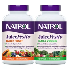 Natrol JuiceFestiv Daily Fruit + Daily Veggie 120 Capsules Each - Exp: 01/2027