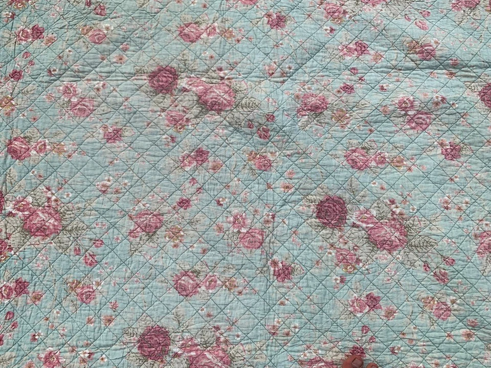 Vintage Kantha Throw Blanket Colorful Sofa Blanket Bedsheet Quilted 218x195 cm - Image 3 of 4