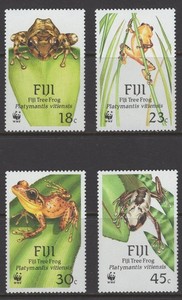 Fiji 1988. WWF. Fiji Tree Frog. Scott # 591-594. MNH, VF