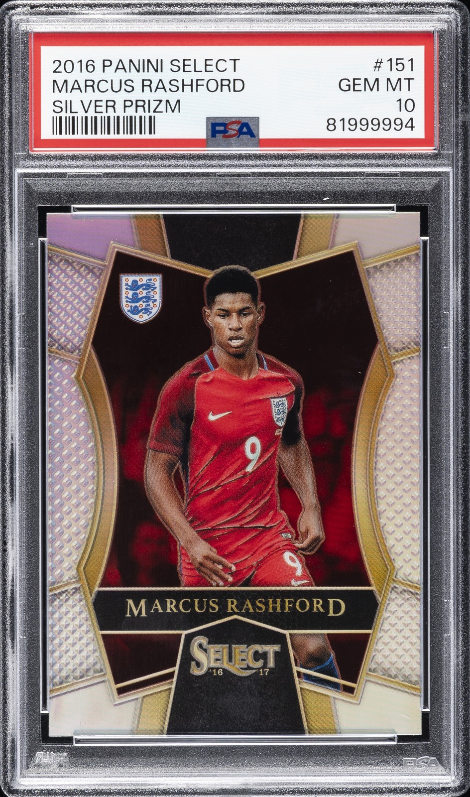 2016 PANINI SELECT SILVER PRIZM #151 MARCUS RASHFORD ROOKIE RC PSA 10