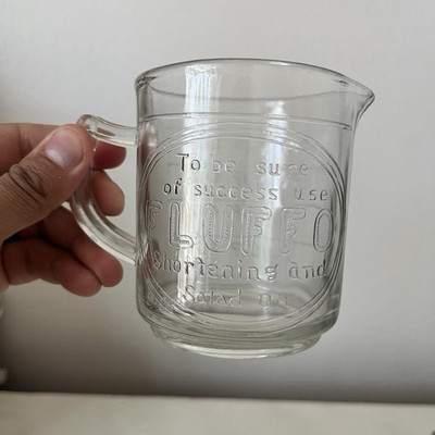 Vintage Fluffo Shortening And Salad Oil 8 Ounce Glass Measuring Cup