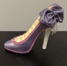 Purple w/ Bow and Beads Dress Shoe Ring Jewelry Holder Organizer High Heel